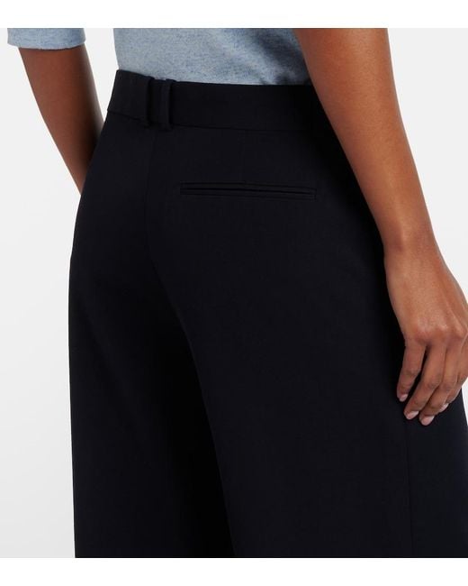 The Row Blue Dender Wool Gabardine Wide-Leg Pants