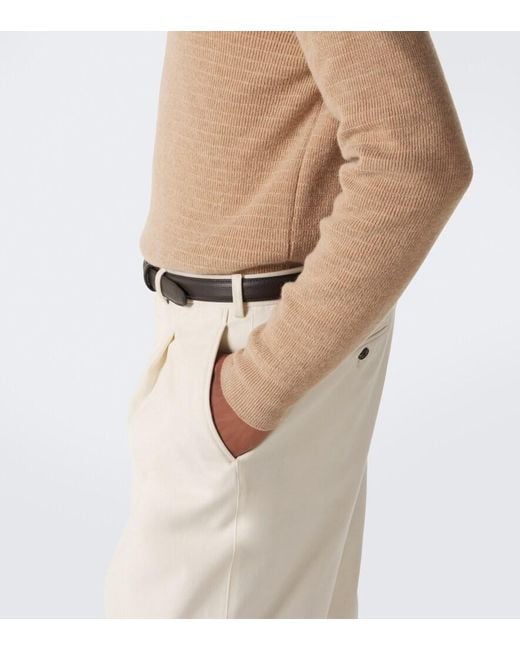 Canali Natural Knitted Wool And Cashmere Zip-Up Sweater for men