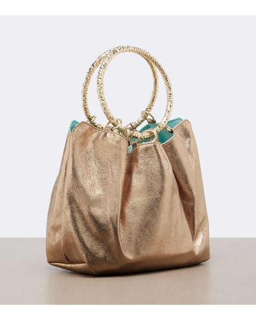 Aquazzura Natural Night Stars Metallic Leather Bucket Bag