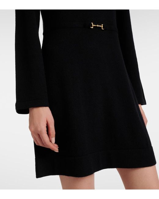 Rixo Black Elliette Wool And Cashmere Minidress