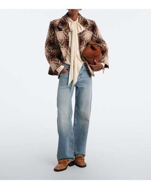 Jimmy Choo Brown Tylor Shearling-Trimmed Suede Loafer Pumps