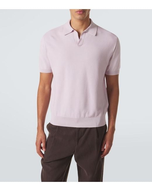 Canali Pink Cotton And Silk Polo Shirt for men