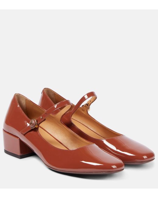 Tod s Patent Leather Mary Jane Pumps in Brown Lyst UK