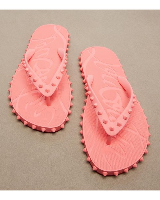 Christian Louboutin Pink Super Loubi Flip Spiked Thong Sandals