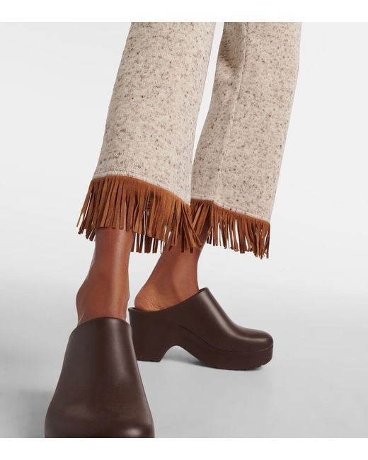 Alanui Natural Dreamscape Fringed Wool-Blend Pants