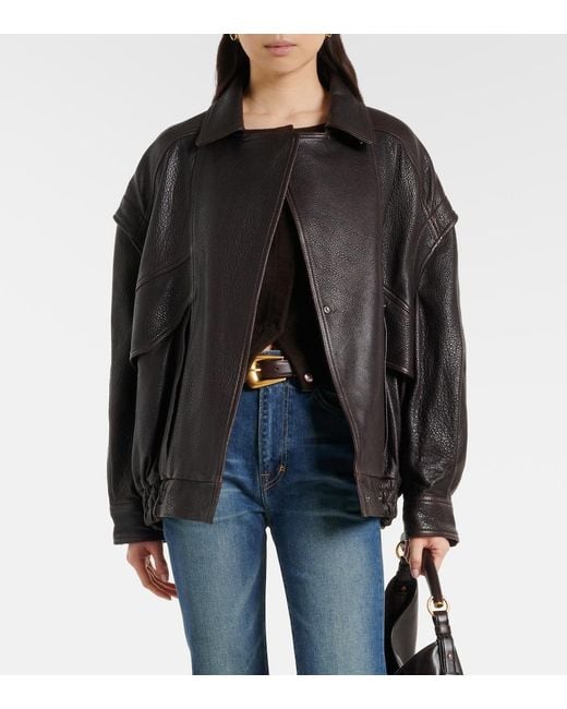 Nour Hammour Black Micah Leather Bomber Jacket