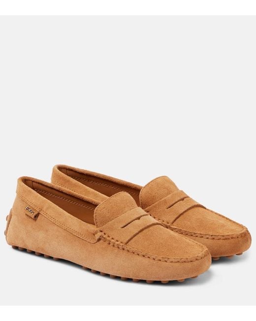 Tod's Brown Mokassins Gommino Aus Veloursleder