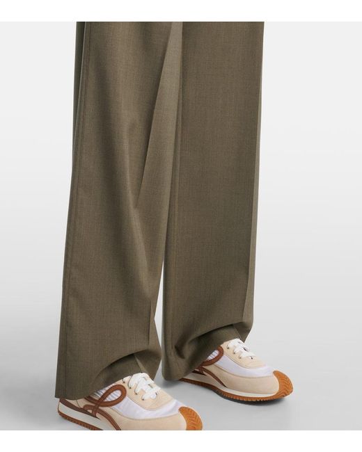 Loewe Green High-Rise Wool Wide-Leg Pants