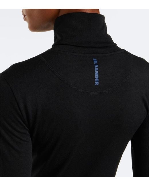 Jil Sander Black Jersey Turtleneck Top