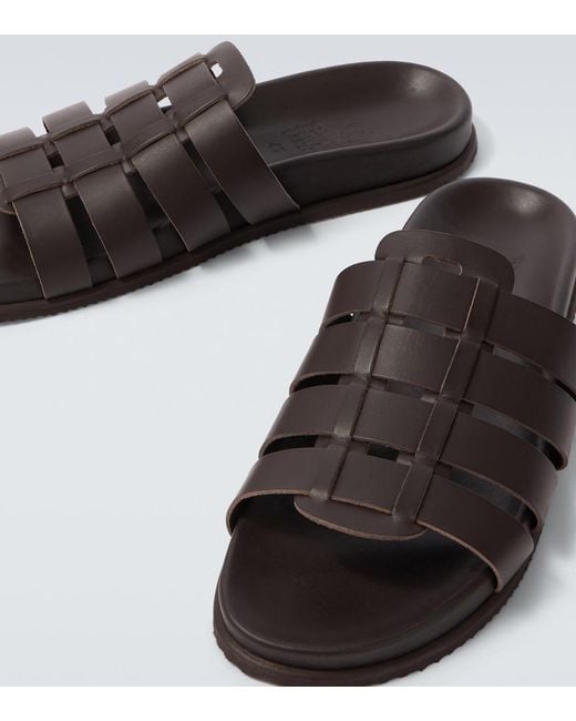 Ancient Greek Sandals Brown Laodamas Leather Fisherman Sandals for men