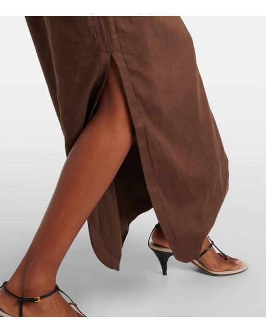 Sir. The Label Brown Jerry Linen Midi Skirt