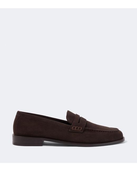 Manolo Blahnik Brown Perry Suede Penny Loafers for men