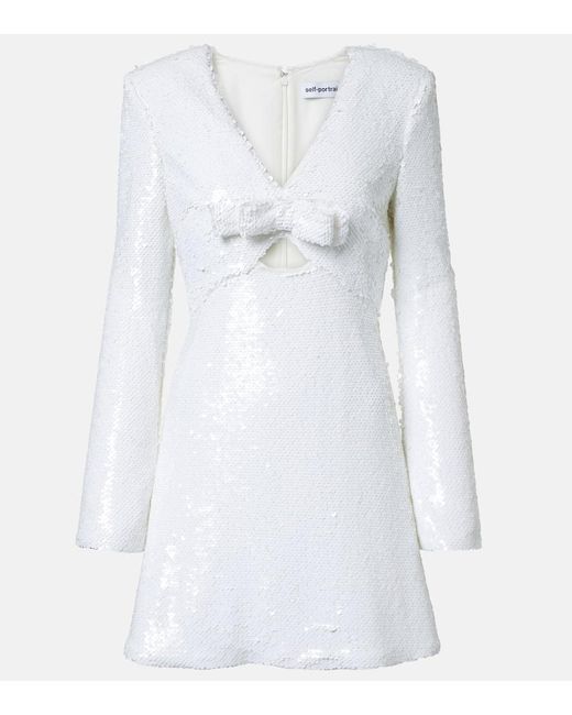 Self-Portrait White Minikleid Mit Pailletten