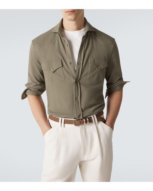 Brunello Cucinelli Green Cotton Overshirt for men