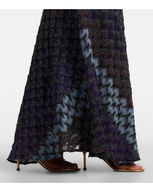 Missoni Blue Knitted Lame Maxi Skirt