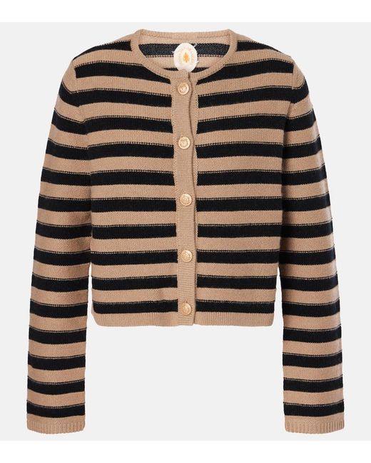 Jardin Des Orangers Black Striped Wool And Cashmere Cardigan