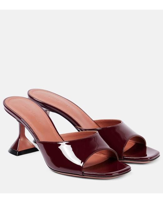 AMINA MUADDI Red Lupita 70 Patent Leather Mules