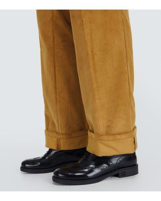 【関税&送料込】Miu Miu Camel Corduroy Pant MIU MIU Corduroy Flared Pants in Yellow | endource