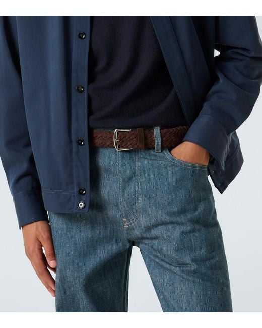 Loro Piana Brown Alsavel Braided Suede Belt for men