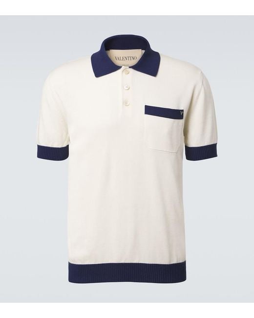 Valentino White Vgold Cotton Polo Shirt for men
