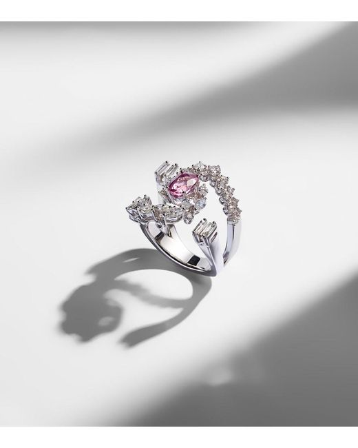 YEPREM White Reign Supreme 18Kt Ring With Diamonds And Sapphire