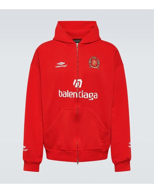 Sudadera Con Capucha De Algodon Con Logo Balenciaga de hombre de color Red