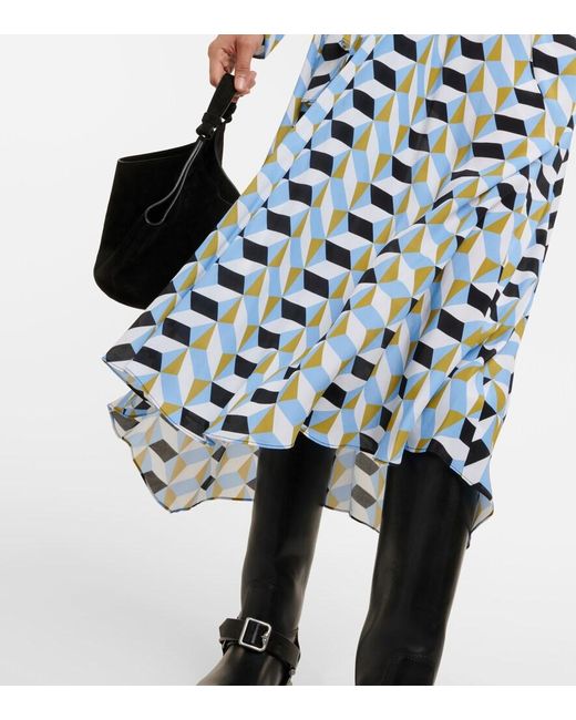 Dorothee Schumacher Blue Graphic Volumes Printed Midi Dress