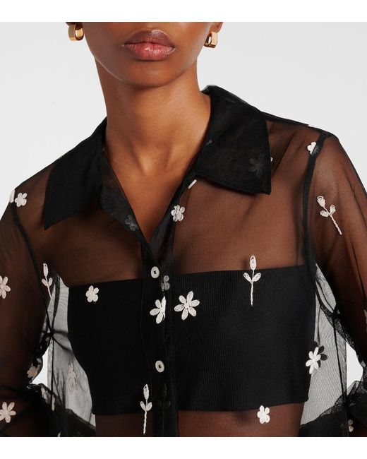 Totême Gray Embroidered Semi-Sheer Shirt