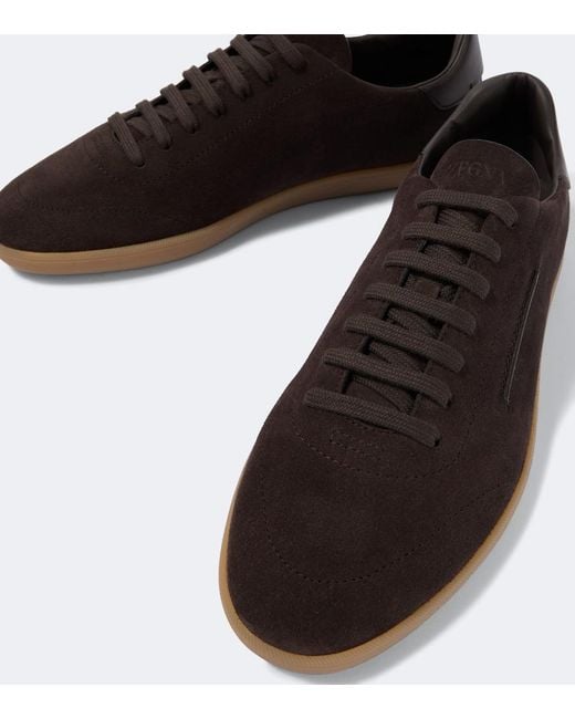 Zegna Brown 232 Suede Sneakers for men