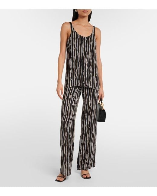 Chloé Gray Printed Silk Pants