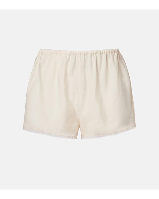Posse Natural Perla Lace-Trimmed Shorts