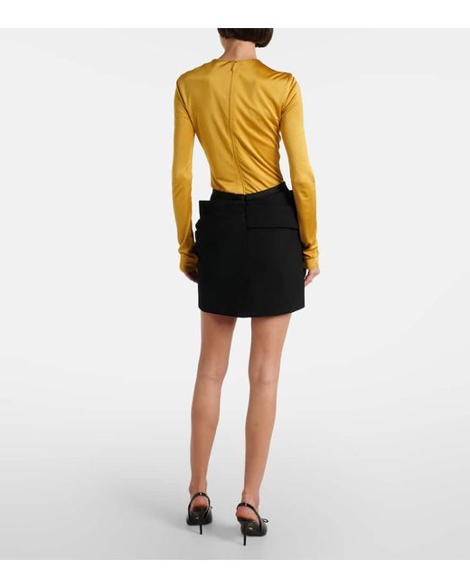 Minifalda De Gabardina De Lana Virgen Versace de color Black