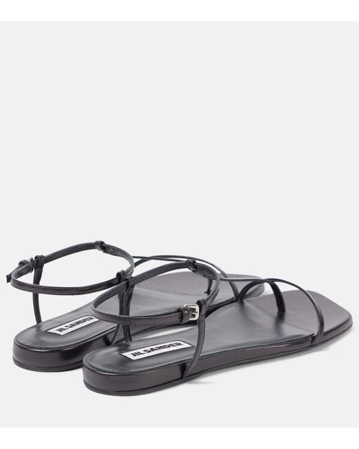 Jil Sander Metallic Leather Thong Sandals