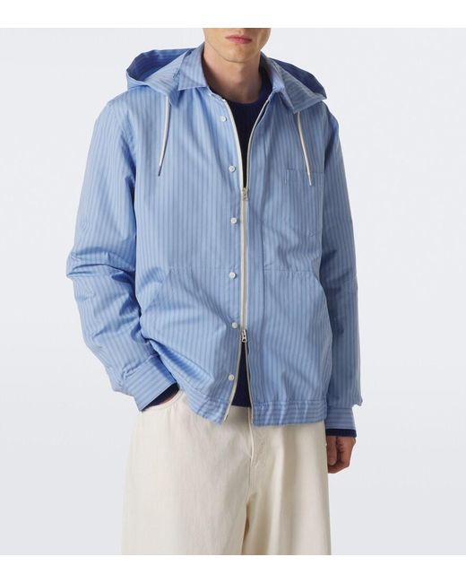 Sacai Blue Striped Cotton-Blend Jacket for men