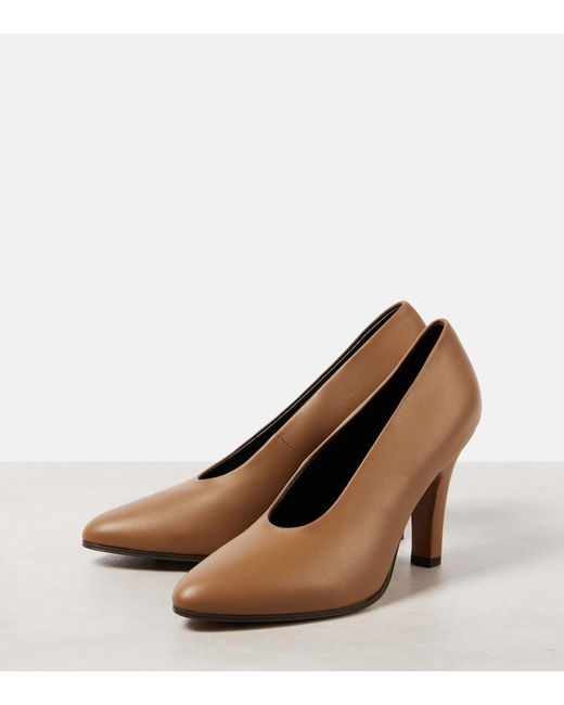 The Row Brown Prudens Leather Pumps