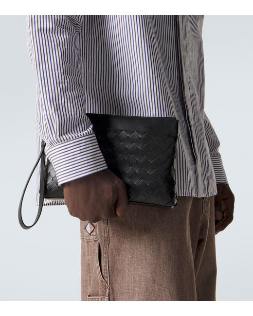 Bottega Veneta Black Prism Leather Pouch for men