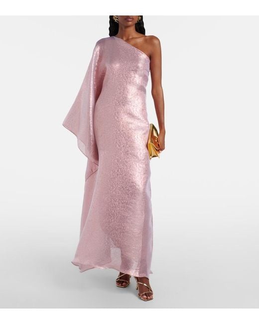 Taller Marmo Pink Betsy One-Shoulder Fil Coupe Gown