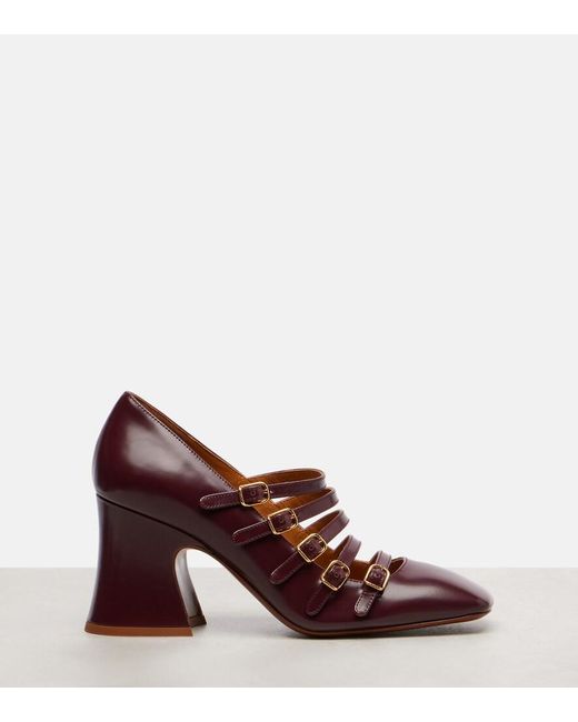 Chloé Brown Janis 80 Leather Mary Jane Pumps
