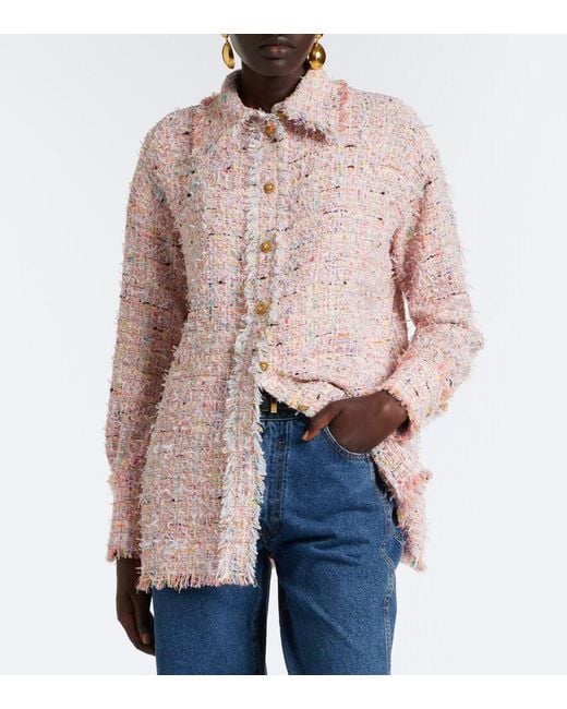 Balmain Pink Tweed Overshirt