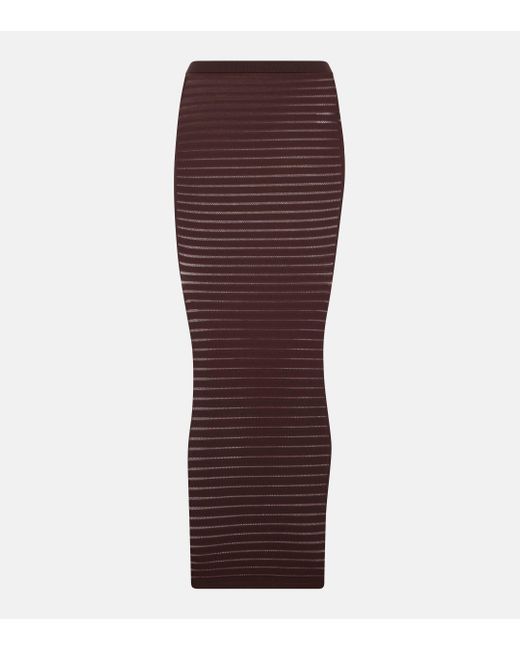 Alaïa Purple Striped Maxi Skirt