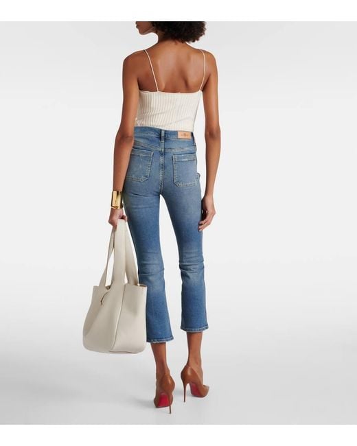 7 For All Mankind Blue Slim Kick High-Rise Bootcut Jeans