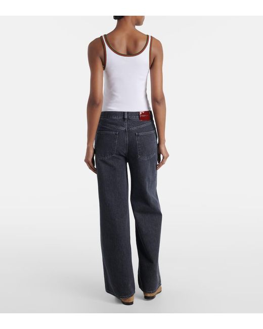 Jeans A Gamba Larga E Vita Bassa di Gucci in Blue