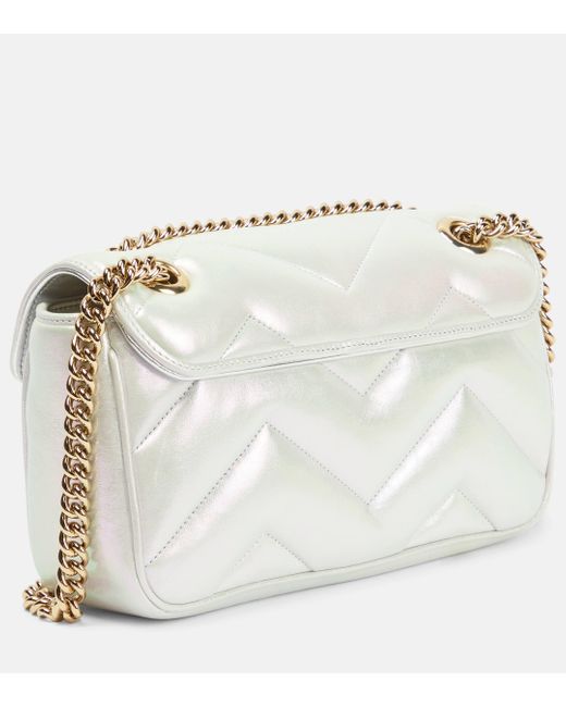 Gucci White GG Marmont Small Leather Shoulder Bag