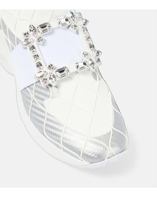 Roger Vivier White Verzierte Sneakers Viv' Run