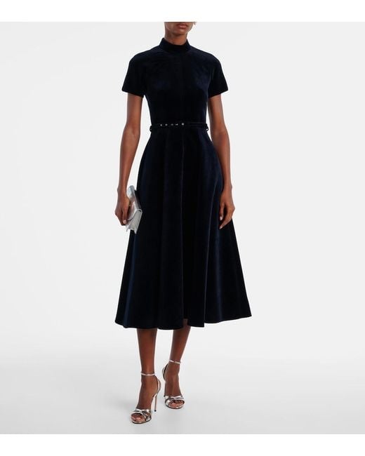 Emilia Wickstead Black Camilla Cotton Velvet Midi Dress
