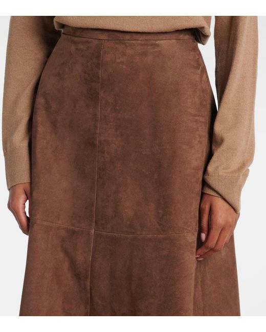 Max Mara Brown Suede Midi Skirt