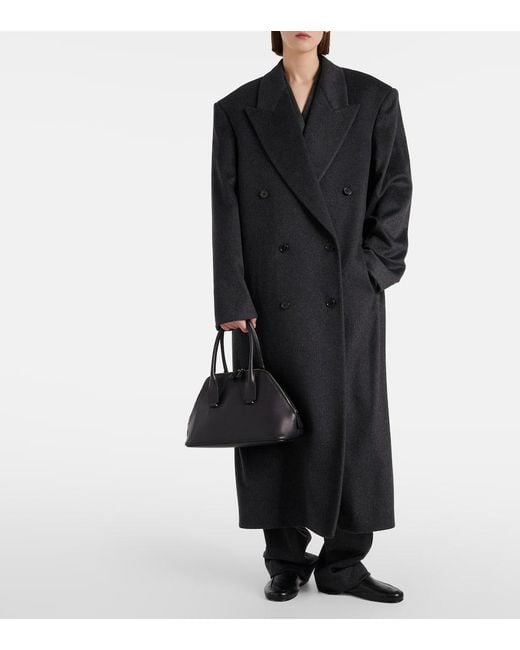The Row Black Devon Medium Leather Tote Bag