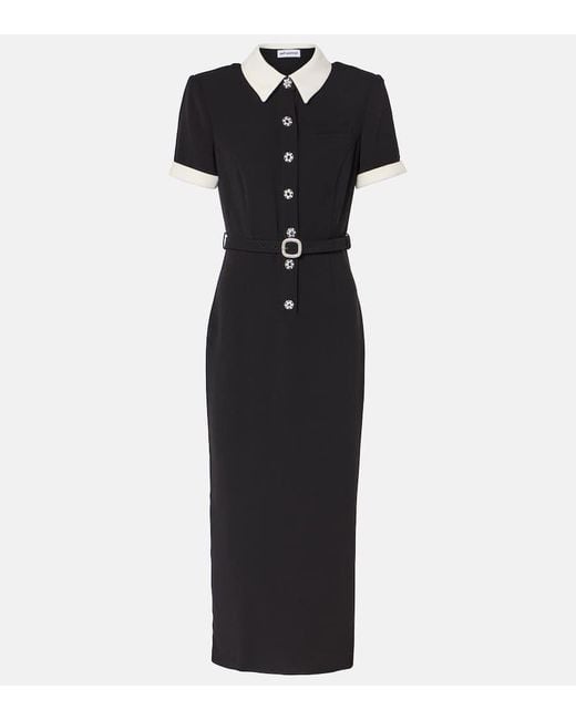 knee length dresses for ladies Black Crepe Midi Dress