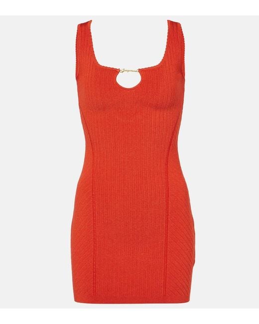 Vestido corto acanalado La Mini Robe Sierra Jacquemus de color Red