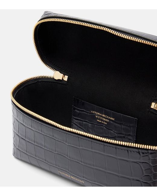 Victoria Beckham Black Vanity Croc-Effect Leather Vanity Bag